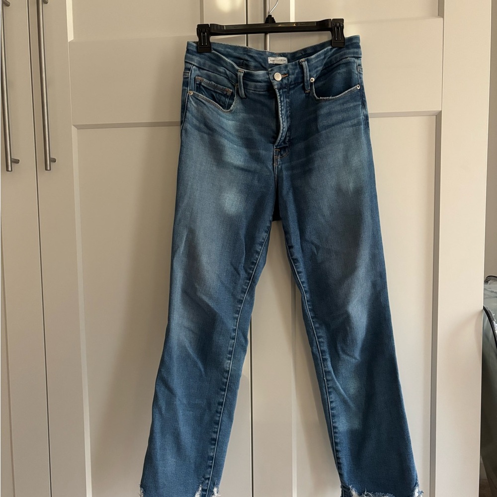 Good American Soft Tech Good Legs
Raw Hem Straight Leg